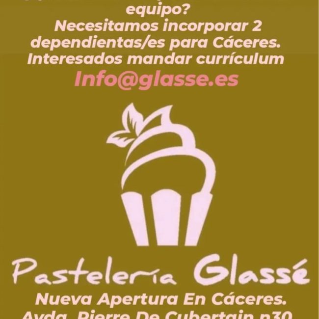 Oferta de empleo Pastelería Glasse en Cáceres